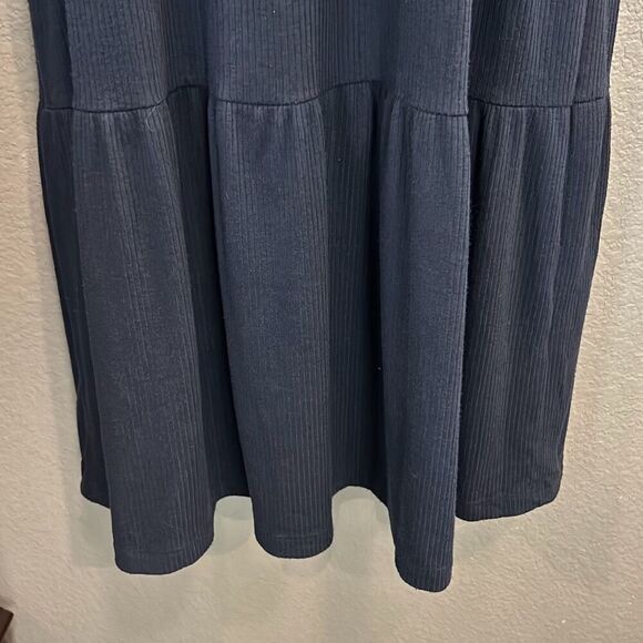 #480 n/t navy blue short sleeve ruffle hem dress size large - Picture 8 of 13